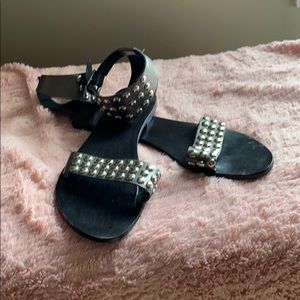 Studded ankle strap sandals